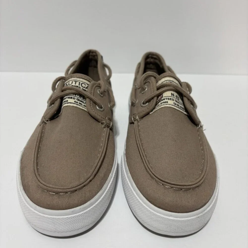 Nautica Men’s Spinnaker Twill Brown Boat Shoes, Size 8 M